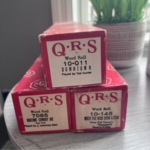 Vintage QRS Player Piano Word Roll Set of 3